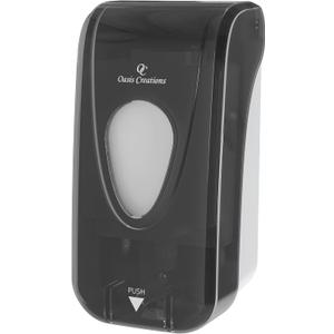 Manual Soap and Hand Sanitizer Dispenser by Oasis Creations, Liquid or Gel, Soap Dispenser Wall Mount, 1000ml/33oz. Commercial or Residential  Black Smoke