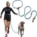 Mile High Life Hands Free Dog Leash, Crossbody Waist Leash with Genuine Leather Connection, Multifunctional Adjustable Slip Lead for Dog Walking Running (Green, 8FT)