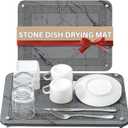 Stone Drying Mat for Kitchen Counter - Marble Diatomaceous Earth Dish Drying Stone, 15.8 x11.8" Sink Mat (Grey) (Gray)