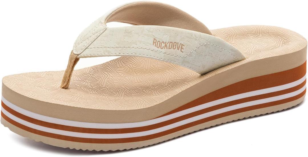 RockDove Womens Vista Platform Flip Flops Stylish Sandals | Wedge, Non-Slip, Cushioned, Open Toe, Waterproof, Indoor/Outdoor Sole, Beach Vacation, Comfortable, Skin-Friendly, Gift