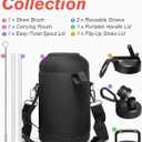 64 oz Water Bottle Insulated with Straw & 3 Lids, Coolflask Large Metal Stainless Steel Water Jug Big Half Gallon Wide Mouth for Sports, Gym or Office, Non-BPA Keep Cold 48H Hot 24H, Magic Black