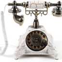 Audio GuestBook Telephone with Classic Retro Craftsmanship for Confessional Wedding Birthday Party Special Events (White)