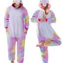 Spooktacular Creations Unicorn Costume, Plush Unicorn Costume Adult Woman, Jumpsuit Halloween Men Sleepwear for Halloween Dress Up Parties, Pink Size XL