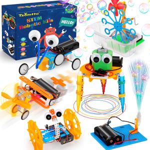 STEM Robotics Kit 6 Set Science Experiments Project Activities Toys for Kids 4-1212 Engineering Building Electronic Motor Robot Kid Craft Boy Girl 5-12 Year Old Outdoor Toy