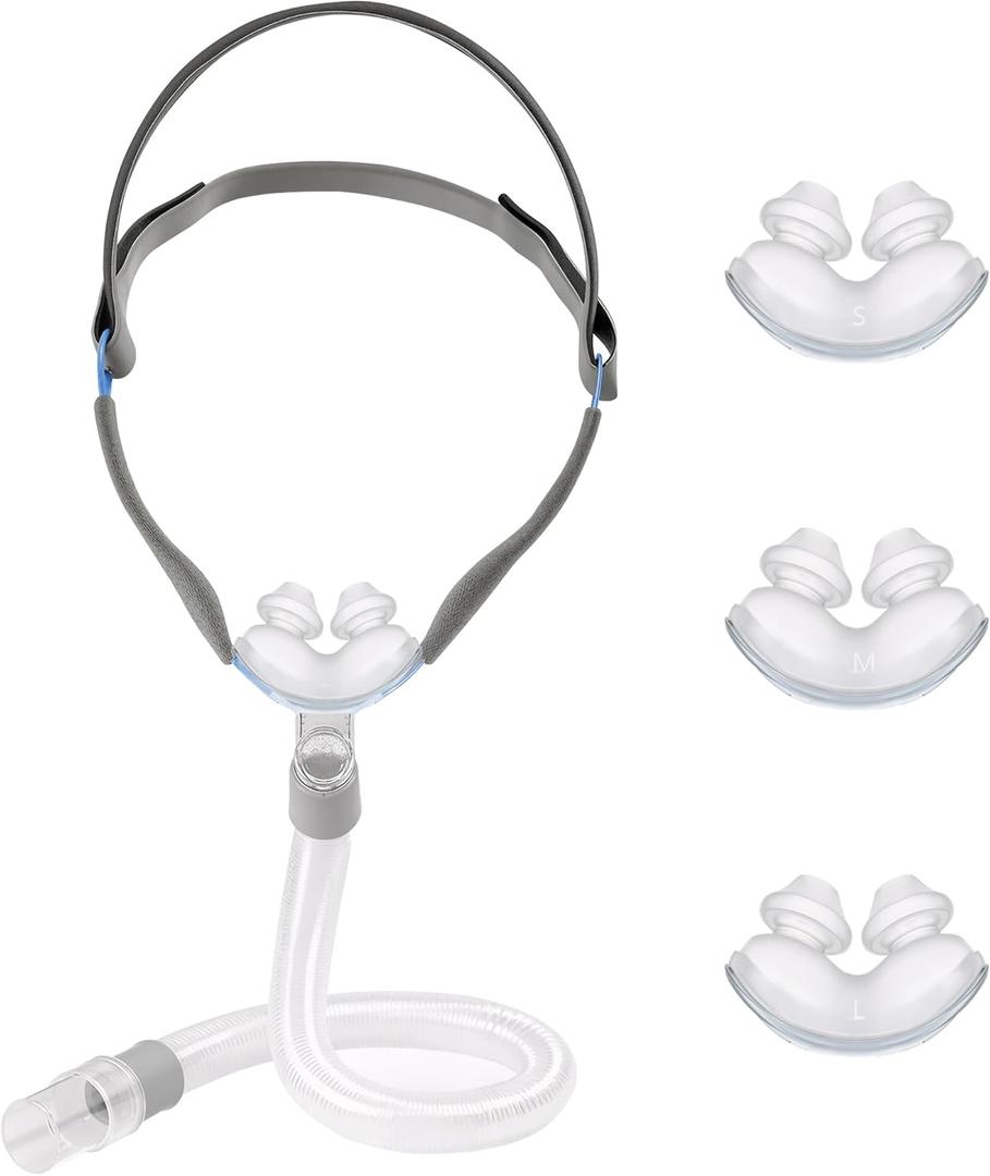 CPAP Masks - Nasal Pillow Mask, CPAP Nose Mask with Headgear, Reusable Sleep Apnea Mask, Includes Small, Medium, Large Cushions