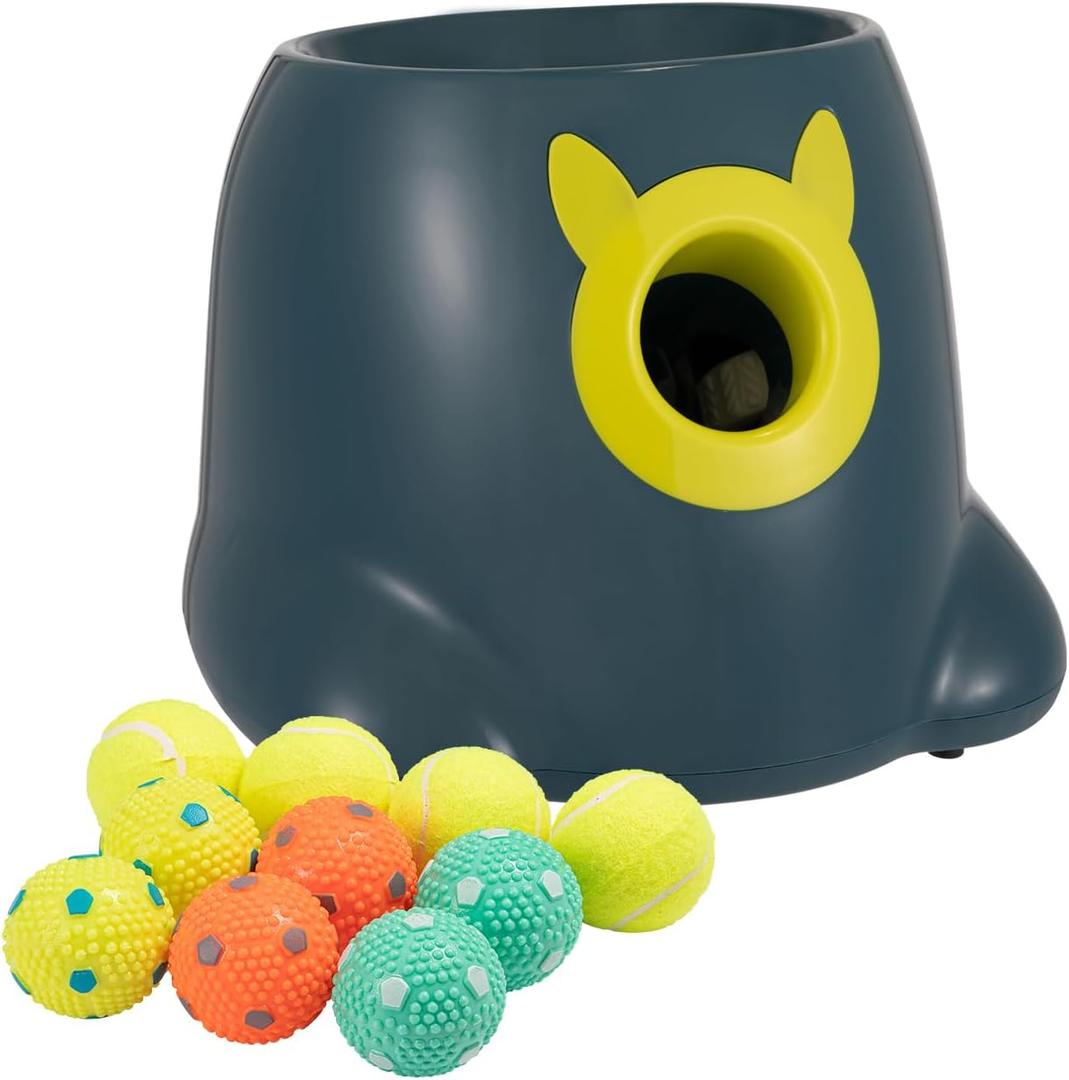 Automatic Ball Launcher for Dogs, Dog Fetch Ball Thrower Launcher, 3 Adjustable Distances, Interactive Pet Self Playing for Small Dogs and Puppies with Only 4 Balls (2 inches)