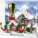 Acrylic Display Case for Lego Santa's Post Offic Building Set -Christmas Dcor Display Box for Lego 10339, Clear Acrylic Plate with Base & HD Painted Background (Not Included The Model)