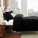 CozyLux Full Size Comforter Sets - Black Comforter Full Size, 3 Pieces Box Stitched Bed Set for All Seasons, Soft Lightweight Bedding Sets with 1 Down Alternative Comforter and 2 Pillow Shams