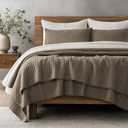 EVERGRACE Cross Stitch Pre-Washed Cotton Quilt Bedding Set King Size, Oversized 3 Pieces Lightweight Bedspread Coverlet for All Season, with 2 Matching Shams, Mocha Brown, 108"x96" | Cross Stitch, Timeless, 100% Cotton, Pre Washed, Oeko-Tex Certified, Oversized, KING/CAL KING