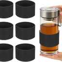 uxcell 6Pcs Silicone Cup Sleeves, 3.3" Coffee Cup Protective Sleeve Heat Resistance Reusable Nonslip Glass Bottle Protector for Coffee Tea Cold Hot Drinks Home Travel Mug Glasses, Black