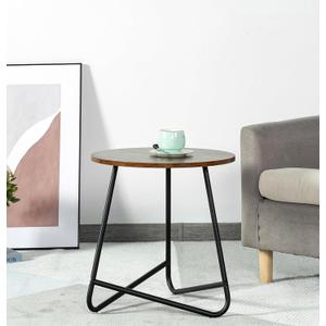 Small Round Side End Table, Modern Coffee Table, Metal Nightstand for Living Room, Bedroom, Office, Indoor & Outdoor(Brown)