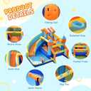 FINCOME Bounce House, Inflatable Bounce House with Water Slide for Kids Indoor & Outdoor, Bouncy Castle with Football Frame, Water Cannon, Basketball Hoop & Ring Toss, Water Slides for Kids Backyard, 12.1 ft x 11.7 ft x 7.5 ft