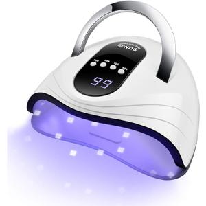 UV Gel Nail Lamp 120W LED Nail Light Fast Dryer for Gel Polish Curing with 4 Timers Portable Handle Large Space Automatic Sensor (White)