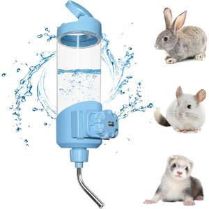 Vannon Top Fill Small Animal Water Dispenser for Cage, 23oz Auto Feeding Crate Water Bottle for Rabbit, Chinchilla, Ferret, Guinea Pig, Squirrel, Hedgehog, Pet Nozzle Diameter: 10mm, BPA Free, Blue
