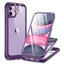 Miracase Glass Series for iPhone 11 Case [with Camera Lens Protector] Full-Body Rugged Bumper Case with Built-in 9H Tempered Glass Screen Protector Compatible with iPhone 11 6.1 inch, Purple