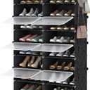 HOMIDEC Shoe Rack, 8 Tier Shoe Storage Cabinet 32 Pair Plastic Shoe Shelves Organizer for Closet Hallway Bedroom Entryway (Black)