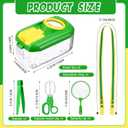 Halloscume 4 Sets Bug Catcher for Kids Students Insect Catching Kit Collector Bug Box with House, Butterfly Net, Tweezer, Cage Habitats Container Collection Explorer Gift (Green)