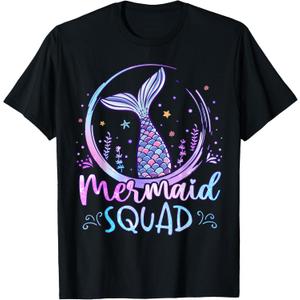 Mermaid Birthday Squad Party Girls Women Mermaid T-Shirt, L 
