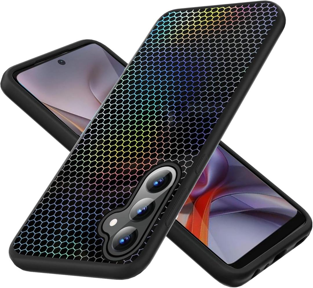 jioeuinly Case Compatible for Samsung Galaxy S23 FE Phone Case Cover TPU Soft Silicone 3D Colorful Laser Reflection Black