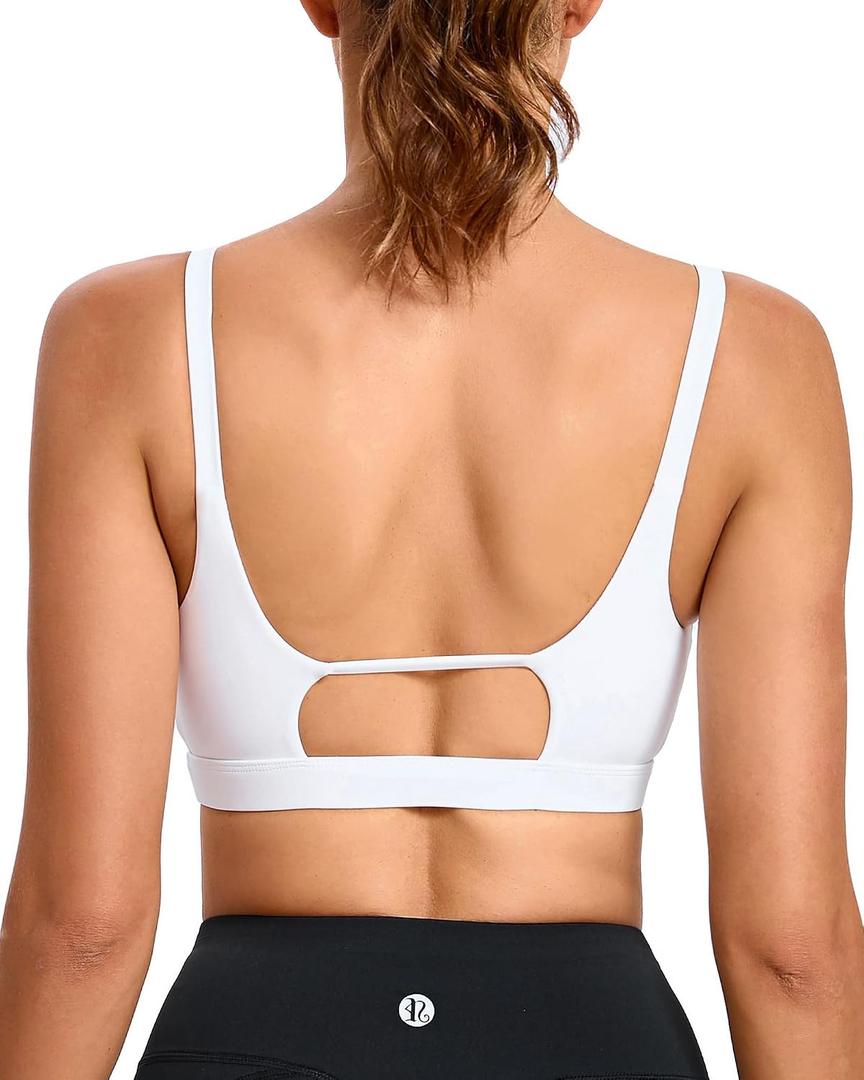 RUNNING GIRL Sports Bras for Women,Square Neck Sports Bra Medium Support Yoga Bra Workout Crop Top with Removable Cups (White, XL)