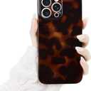 2 x XIQI Compatible with iPhone 16 Pro Max Case, Retro Cool Trendy Leopard Pattern Brown Amber, Full Camera Protective, Soft TPU Slim Phone Case for Women Girls, Brown Leopard