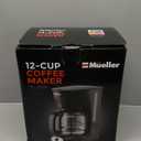 Mueller 12-Cup Drip Coffee Maker - Borosilicate Carafe, Auto-Off, Reusable Filter, Anti-Drip, Keep-Warm Function, Clear Water Level Window Coffee Machine, Kitchen Essentials & Accessories (Black)