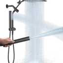 Veken All Metal 10" Black Shower Head with Handheld, Luxurious Square Double Rain Shower Heads with Power Wash Hand Held,Dual High Pressure Detachable Rainfall Showerhead with Arm,Bathroom,Matte Black