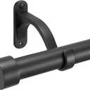 1-Inch Diameter Curtain Rod, Adjustable Rod Set with Premium Aluminum Brackets and Finials, Single Heavy-Duty Curtain Rods for Windows (Matte Black, 28-48")