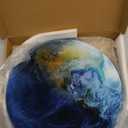 13" Digital Wall Clock with LED Display, Calendar & Temperature, Automatic Dimming, 12/24hr Format, USB Powered, Wall & Desk Use - HUI-8859 (Earth)