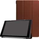 Tablet Cover for Amazon Kindle Fire HD10 7th 9th Generation(2017/2019 Release), Ultra Slim Folio Stand Lightweight Leather Case for Kindle Fire HD 10 7th 9th Gen 10.1" (KST-Brown)