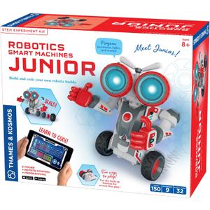 Thames & Kosmos Robotics Smart Machines Junior STEM Kit, Build & Code Your Robots Movements, Speed, Lights & Sounds, for Ages 8+, Use Screen-Free w/Built-in Buttons or via Block-Based Coding App