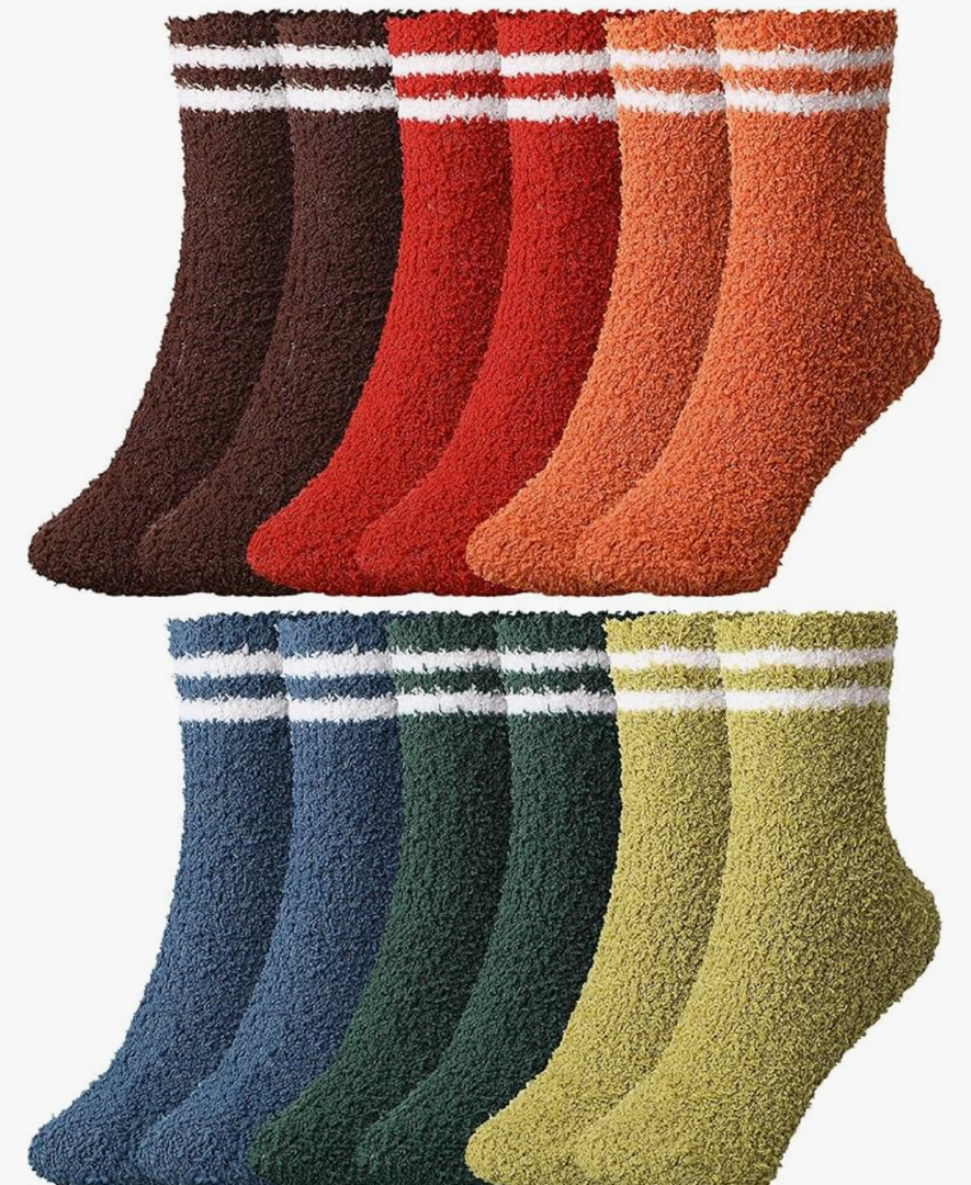 Geyoga 6 Pairs Fuzzy Socks for Women Gifts Winter Cozy Fluffy Slipper Socks Valentines Gift for Men Pack of 2