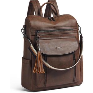 Shrrie Laptop Backpack for Women 15.6 inch,Travel Leather Backpack Purse Nurse Teacher Carry on Backpack Computer Bag,Professional Water-Resistant College Business Work Casual Daypack,Brown (Crazy Horse Brown01)