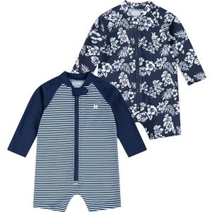 Hurley Unisex Baby 2-Pack Long Sleeve Rash Guard Coverall 9M