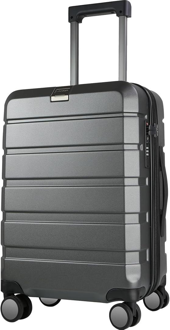 KROSER Hardside Expandable Carry On Luggage with Spinner Wheels & Built-in TSA Lock, Durable Suitcase Rolling Luggage with USB Port, Carry-On 20-Inch Steel Grey, 14.1 X 8.8 X 21 Inches