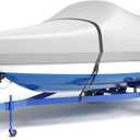 600D Waterproof Boat Cover, 14-16'x90 Marine Grade Heavy Duty Trailerable Anti-UV Polyester Canvas, Fits 14-16ft x90 Bass Boat, Fish & Ski,Grey