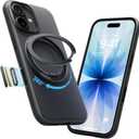 TORRAS 360 Magnetic Stand for iPhone 17 Case, [Rotatable Sturdy Kickstand][Fit for MagSafe][4X Mil-Grade Shockproof] Slim Translucent Phone Cover, Camera Button, Obsidian Black, Ostand O3 Fitness