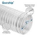 Heavy PVC Dust Collection Hose 5" x 10', Puncture Resistant PVC Dust Collection Hose with Carbon Steel Wire Coil for Woodworking, Workshops, Dust Collectors