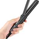 Zavarea Curling Iron for Short Hair, Mini Hair Curler with 1 Inch Ceramic Barrel, 3 Adjustable Temp, Portable Design, Instant Heating, Dual Voltage for Travel, Auto Shut-Off, Includes Storage Bag (Black)