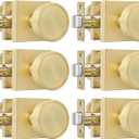 goldenwarm Gold Passage Door Knobs Interior, Zinc-Alloy Round Brushed Gold Closet Door Knobs Heavy Duty Hall Closet Doorknobs, Hallway - 6 Pack