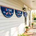 3 x US Patriotic Bunting Flag 6 x 3 Ft, 250th Anniversary Half Circle Banner, Fade Resistant Fourth of July Decor for Independence Day, Memorial Day, Indoor Outdoor Porch Wall Decoration