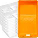 Mister Rui 4 Inch Paint Tray Liners - 20 Disposable Paint Pan Liners with Plastic Paint Tray, Small Paint Trays for Roller Brushes, Ideal for Home Painting, Trim Work, and Touch-Ups (Orange)