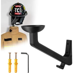Helmet Holder, Firefighter Helmet Holder Wall Mount, Helmet Hanger for Football Helmet, Hats, Coats, Sportswear, Motorcycle Accessories for Men, Easy Installation