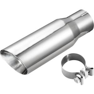 2.5" Stainless Steel Exhaust Tip, 2.5 Inch Inlet to 3 Inch Outlet, 12"/305mm Long Polished, Clamp on Exhaust Tailpipe Tip, Double Wall & Slant Cut Exhaust Finish Tailpipe with Clamp