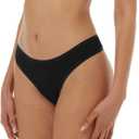 ANZERMIX Seamless Cotton Thongs for Women Underwear 6-Pack (Black, L)