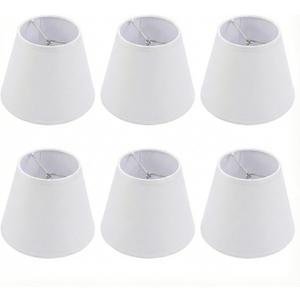Small Lamp Shades Clip on Bulb, Chandelier Shades Set of 6, Mini Linen Lampshade 3.5x5x5.5in Small Lamp Shade for Chandelier Lamp Replacement (White)