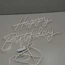 Happy Birthday Neon Sign for Wall Decor, LED Happy Birthday Light Up Sign, USB Powered Dimmable Neon Light for Birthday Party Decorations Backdrop, White (17 x 12 inch)