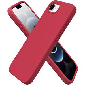 ORNARTO Compatible with iPhone 16e Case 6.1"(2025), Liquid Silicone 3 Layers Full Covered Soft Gel Rubber Phone Case, Shockproof Protective Cover with Anti-Scratch Microfiber Lining-Red