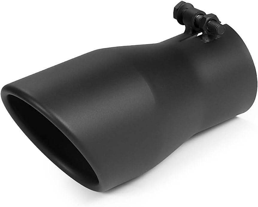 A-KARCK Exhaust Tip 2.5" Inlet to 3.5" Outlet, 7" Overall Length Black Coating Bolt On Exhaust Tailpipe Tip Protect Tailpipe