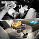 Biupky Car Cup Holder Expander, 4-in-1 Universal Cup Holder Tray Compatible with 2.6" to 3.94", Multi Cup Holders Table with Large Food Tray Phone Mount, for Travel Auto Trucker Road Trip Essentials